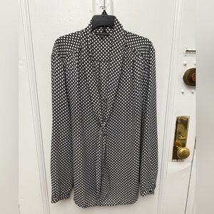 Adrianna Papell Black and White Long Sleeve Blouse with Necktie Size XL